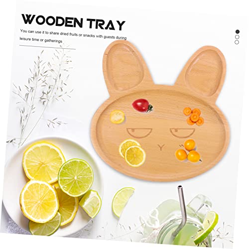 2pcs Bamboo Family Snack Condiments Decorative Adorable Animal Desktop Holidays Sauce Dish Restaurant Easter Fruit Tray Holder Plate Candy Plates Dinners Nuts Wooden Farmhouse