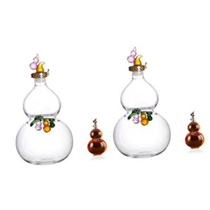 zerodeko 2pcs large decoration lu multifunction wu drinking shape flask transparent random feng glass holder chinese delicate funny ornament capacity wine water hu container shui lou