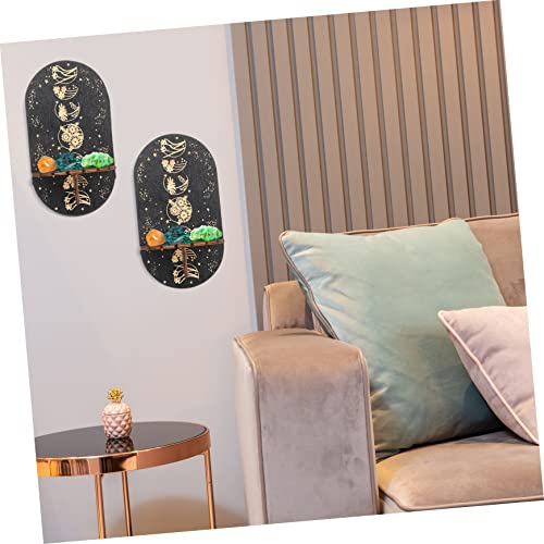 Amosfun 2pcs Oil Display Decorative Bed Room Shelf Living Style Phase Rustic Wall Bohemian Stone Wiccan Crystal Gems Floating Crystals Essential Shelves Stand Decoration Hanging Mount
