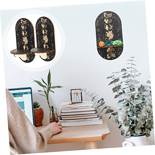 Amosfun 2pcs Oil Display Decorative Bed Room Shelf Living Style Phase Rustic Wall Bohemian Stone Wiccan Crystal Gems Floating Crystals Essential Shelves Stand Decoration Hanging Mount