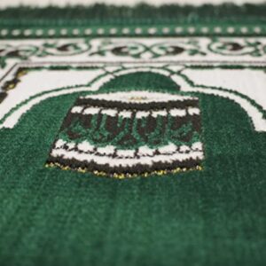 Modefa Islamic Turkish Velvet Prayer Rug Small Child Toddler Namaz Sajjadah Janamaz Dotted Border (KB1 Green)