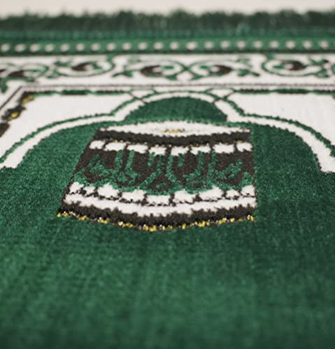Modefa Islamic Turkish Velvet Prayer Rug Small Child Toddler Namaz Sajjadah Janamaz Dotted Border (KB1 Green)