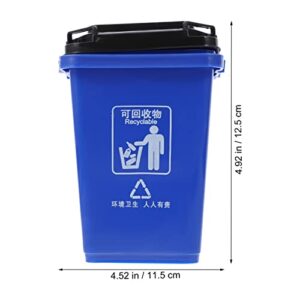 Alipis 2pcs Mini Curbside Trash and Recycle Can Mini Curbside Garbage Trash Bin Pen Pencil Cup Makeup Brush Holder Desktop Organizer(Blue + Green)