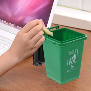 Alipis 2pcs Mini Curbside Trash and Recycle Can Mini Curbside Garbage Trash Bin Pen Pencil Cup Makeup Brush Holder Desktop Organizer(Blue + Green)