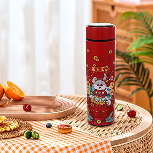 Veemoon Chinese New Year Gifts Vacuum Insulated Water Bottle Chinese Stainless Steel Insulated Cup Portable Metal Drink Cup 2023 Year Water Bottle for Coffe、Milk、Tea