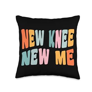 get well soon gifts and after surgery clothes replacement recovery knee new me throw pillow, 16x16, multicolor