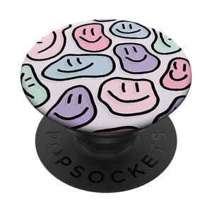 pastel aesthetic trippy liquid swirl dripping smile face popsockets standard popgrip