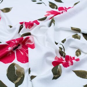 texco inc floral pattern heavy rayon spandex jersey knit 4 way stretch/medium flowers print/maternity, apparel, diy fabric, off white watermelon 10 yards
