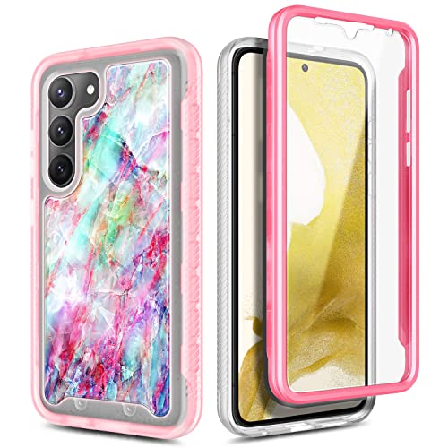 NZND Compatible with Samsung Galaxy S23 Plus Case with [Built-in Screen Protector], Full-Body Protective Shockproof Rugged Bumper Cover, Impact Resist Durable Phone Case (Marble Designed Fantasy)