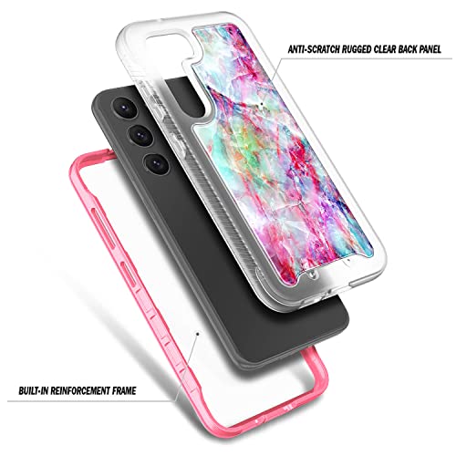 NZND Compatible with Samsung Galaxy S23 Plus Case with [Built-in Screen Protector], Full-Body Protective Shockproof Rugged Bumper Cover, Impact Resist Durable Phone Case (Marble Designed Fantasy)