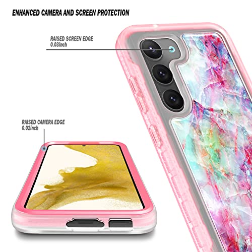 NZND Compatible with Samsung Galaxy S23 Plus Case with [Built-in Screen Protector], Full-Body Protective Shockproof Rugged Bumper Cover, Impact Resist Durable Phone Case (Marble Designed Fantasy)