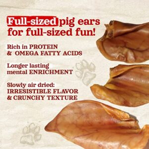 Natural Farm Pig Ears for Dogs (8-Pack), One Ingredient: Natural Whole Pigs Ears, Air Dried, Long-Lasting & Highly Digestible Treats, Great for Puppy and Large/Medium Dogs