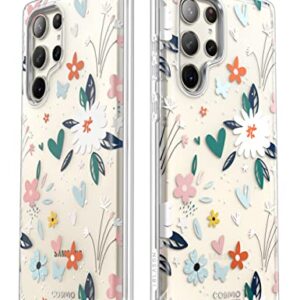 i-Blason Cosmo Series for Samsung Galaxy S23 Ultra Case 6.8" (2023 Release), [Fingerprint ID Compatible] Slim Full-Body Stylish Protective Case with Built-in Screen Protector (Flower Paint)