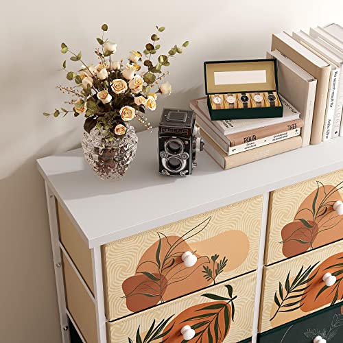 EnHomee Dresser for Bedroom Boho Dressers & Chest of Drawers Small Dresser with 6 Storage Drawers Cute Dresser with Wood Top and Metal Frame,31.5" L*11.8" W*27.5" H