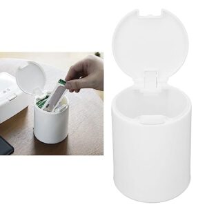 Cotton Swab Holder, Pop Up Window Dustproof Button Lid with Stickers Qtip Dispenser for Living Room Bathroom