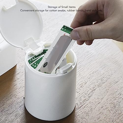Cotton Swab Holder, Pop Up Window Dustproof Button Lid with Stickers Qtip Dispenser for Living Room Bathroom
