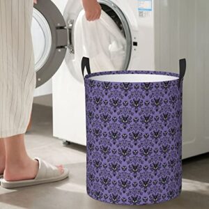 Haunted Mansion Laundry Basket Waterproof Round Laundry Hamper With Handle Household Storage Basket