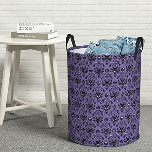 Haunted Mansion Laundry Basket Waterproof Round Laundry Hamper With Handle Household Storage Basket