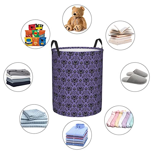 Haunted Mansion Laundry Basket Waterproof Round Laundry Hamper With Handle Household Storage Basket