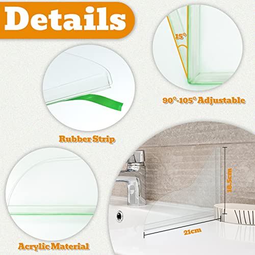 Honitra 2Pcs Shower Splash Guard, Self- Adhesive Transparent Shower Water Guard, Bath Corner Water Splash Guard to Keep Water in Shower, Tub Splash Guard