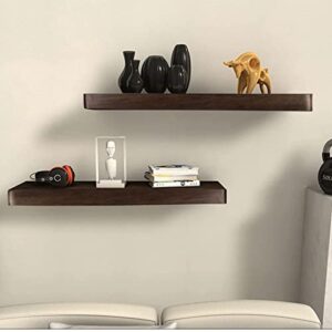 ASLASL Wooden Floating Shelf Wall Invisible Hanging Bracket 2pcs Set, Hanging Wall Shelf Rustic Farmhouse Floating Shelf for Bedroom Living Room Bathroom Kitchen (23.6in/60cm)