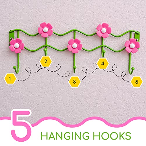 Galashield Hook Rack Wall Mounted | Coat Rack Wall Mount for Kids Room | Flower Design Hooks for Boys and Girls | Towel, Clothes, Hat, Backpack Hanger