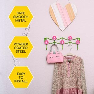 Galashield Hook Rack Wall Mounted | Coat Rack Wall Mount for Kids Room | Flower Design Hooks for Boys and Girls | Towel, Clothes, Hat, Backpack Hanger