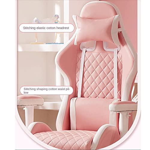 ZLXDP Ergonomic Leather Chair Girls Home Office Comfortable Game Swivel Chair Gamer Live Computer Chair (Color : D, Size : 1)