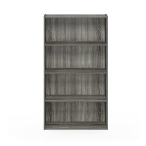 Furinno Luder Bookcase/Book/Storage, 5-Tier Cube, French Oak & Pasir 4 Tier Open Shelf, French Oak Grey