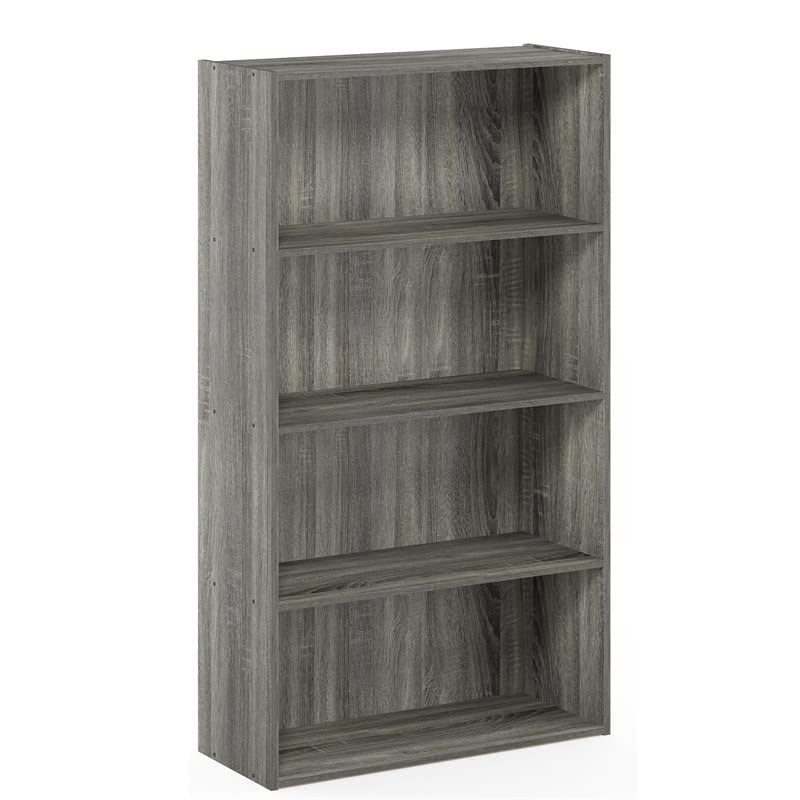 Furinno Luder Bookcase/Book/Storage, 5-Tier Cube, French Oak & Pasir 4 Tier Open Shelf, French Oak Grey