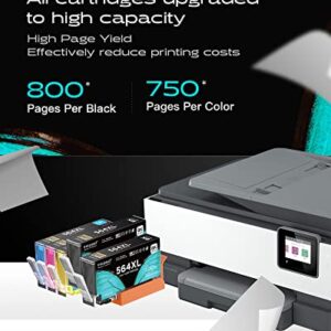 iNKPAD 564XL Ink Cartridges Replacement for Original HP 564 XL Combo Pack - Compatible for Photosmart 5520 6520 7510 7520 DeskJet 3520 Premium C309A C410A Printer (2BK/C/M/Y-5 Pack)