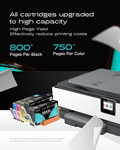 iNKPAD 564XL Ink Cartridges Replacement for Original HP 564 XL Combo Pack - Compatible for Photosmart 5520 6520 7510 7520 DeskJet 3520 Premium C309A C410A Printer (2BK/C/M/Y-5 Pack)