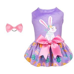 cutebone white rabbit dog easter dress velvet for small dogs girl eggs skirt puppy purple dresses dog clothes cva19m-d