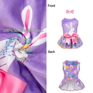 CuteBone White Rabbit Dog Easter Dress Velvet for Small Dogs Girl Eggs Skirt Puppy Purple Dresses Dog Clothes CVA19M-D