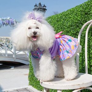 CuteBone White Rabbit Dog Easter Dress Velvet for Small Dogs Girl Eggs Skirt Puppy Purple Dresses Dog Clothes CVA19M-D