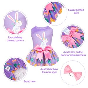 CuteBone White Rabbit Dog Easter Dress Velvet for Small Dogs Girl Eggs Skirt Puppy Purple Dresses Dog Clothes CVA19M-D