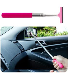 trnoi car mirror wiper 1pc,telescopic auto mirror squeegee cleaner,portable cleaning tool for all car/suv/truck,universal car accessories(rose red,1pc)