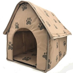 aqiyi indoor cat dog house room foldable pet bed cats and dogs warm cave sleeping beds portable (brown)