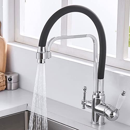 3 Way Kitchen Faucet for Filter Water System, Kitchen Taps Brass Swivel Kitchen Sink Filter Tap