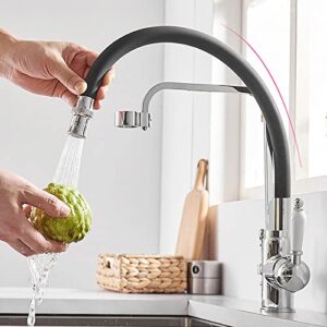 3 Way Kitchen Faucet for Filter Water System, Kitchen Taps Brass Swivel Kitchen Sink Filter Tap