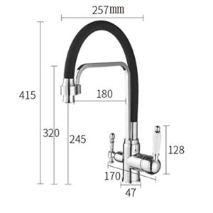 3 Way Kitchen Faucet for Filter Water System, Kitchen Taps Brass Swivel Kitchen Sink Filter Tap