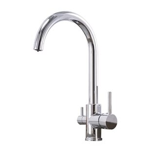 3 way kitchen faucet for filter water system, kitchen taps chrome plated brass rotary multifunction 3 in 1 kitchen sink tap-b