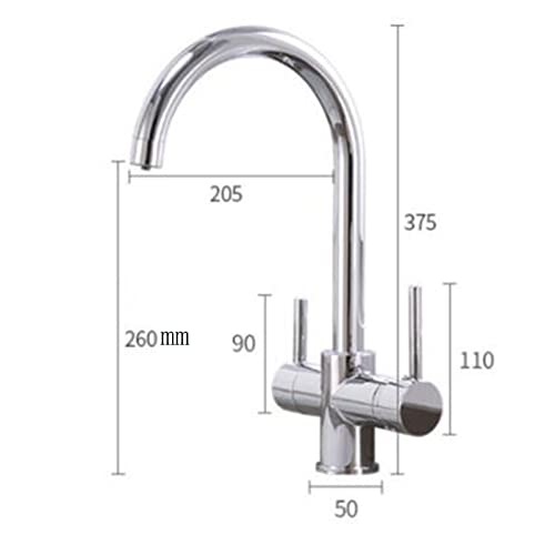 3 Way Kitchen Faucet for Filter Water System, Kitchen Taps Chrome Plated Brass Rotary Multifunction 3 in 1 Kitchen Sink Tap-B