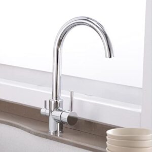 3 Way Kitchen Faucet for Filter Water System, Kitchen Taps Chrome Plated Brass Rotary Multifunction 3 in 1 Kitchen Sink Tap-B