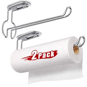 paper towel holder under cabinet: 2 pack sus304 stainless steel wall mount self-adhesive paper towels rolls for kitchen (a-wall-mounted)