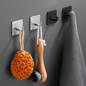 Stainless Steel Adhesive Hooks, Wall Hooks, Hook Rack Waterproof Extra Strong Adhesive Hooks for Bathroom, Kitchen Bedroom