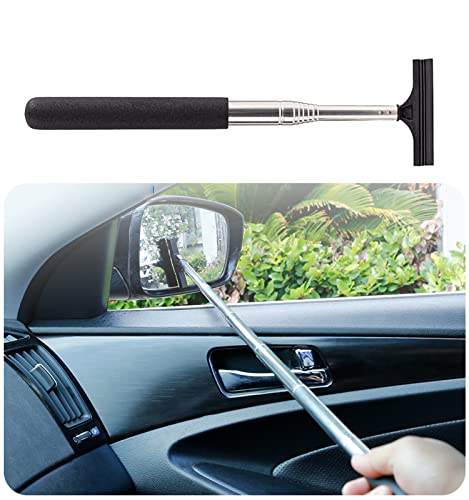 Pincuttee Car Side Mirror Wiper,Retractable Wing Mirror Wiper Cleaner,38.6" Long Handle Car Cleaning Tool,Portable Universal Car Accessories(Black,1PC)