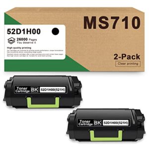 52d1h00 521h ms710 toner cartridge：dra compatible replacement for lexmark 26000 pages ms810dtn ms811dtn ms810n ms710dn ms810dn ms811dn ms810de ms811n ms710n ms711dn (2-pack black)