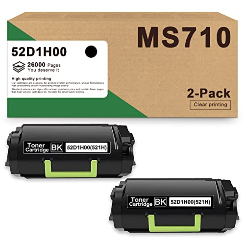 52D1H00 521H MS710 Toner Cartridge：DRA Compatible Replacement for Lexmark 26000 Pages MS810dtn MS811dtn MS810n MS710dn MS810dn MS811dn MS810de MS811n MS710n MS711dn (2-Pack Black)