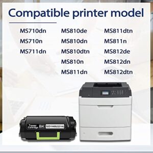 52D1H00 521H MS710 Toner Cartridge：DRA Compatible Replacement for Lexmark 26000 Pages MS810dtn MS811dtn MS810n MS710dn MS810dn MS811dn MS810de MS811n MS710n MS711dn (2-Pack Black)